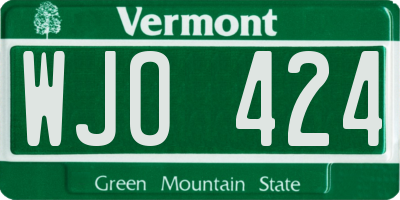 VT license plate WJO424
