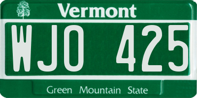VT license plate WJO425