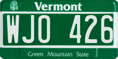 VT license plate WJO426