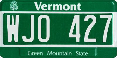 VT license plate WJO427
