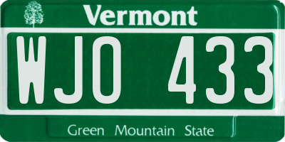 VT license plate WJO433