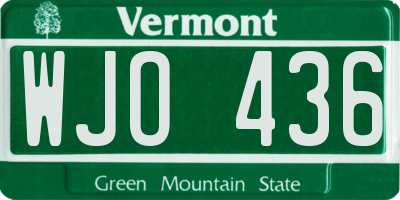 VT license plate WJO436