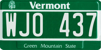 VT license plate WJO437
