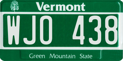 VT license plate WJO438