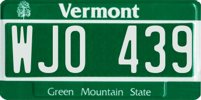 VT license plate WJO439