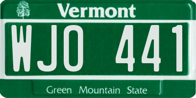VT license plate WJO441