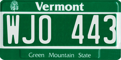 VT license plate WJO443