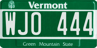VT license plate WJO444