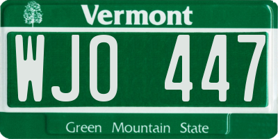 VT license plate WJO447