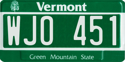 VT license plate WJO451