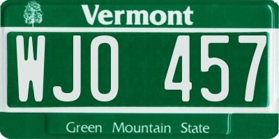 VT license plate WJO457