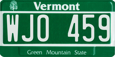 VT license plate WJO459