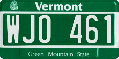 VT license plate WJO461