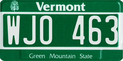 VT license plate WJO463
