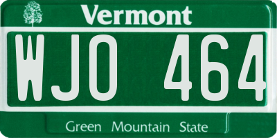 VT license plate WJO464