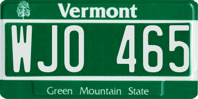 VT license plate WJO465
