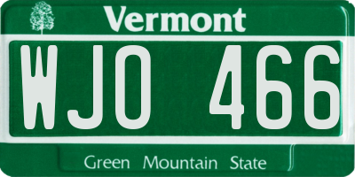 VT license plate WJO466