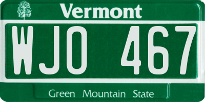 VT license plate WJO467