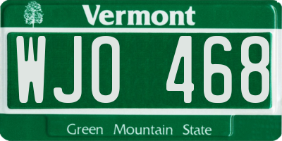 VT license plate WJO468