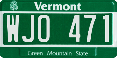 VT license plate WJO471