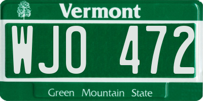 VT license plate WJO472
