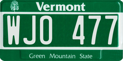 VT license plate WJO477