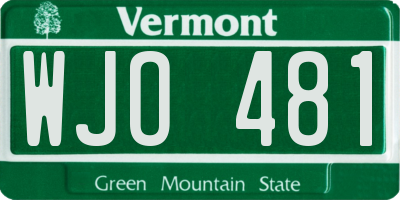 VT license plate WJO481