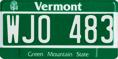 VT license plate WJO483