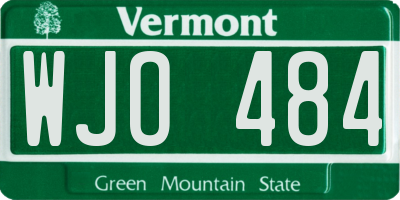 VT license plate WJO484
