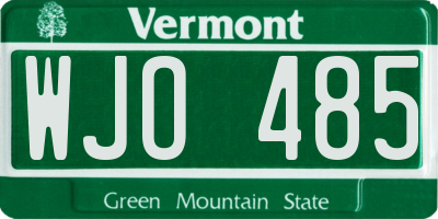 VT license plate WJO485