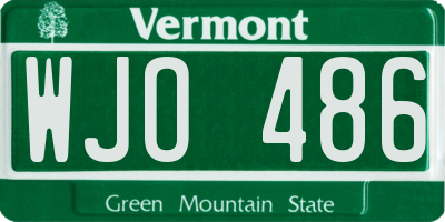 VT license plate WJO486