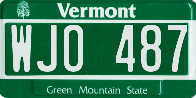 VT license plate WJO487