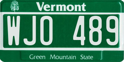 VT license plate WJO489