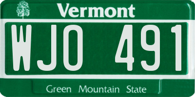 VT license plate WJO491