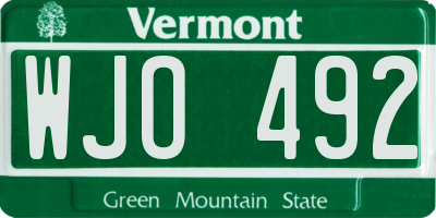 VT license plate WJO492