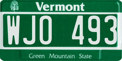 VT license plate WJO493
