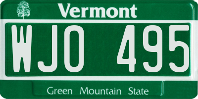 VT license plate WJO495