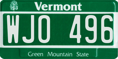 VT license plate WJO496