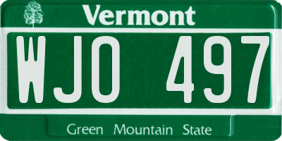 VT license plate WJO497