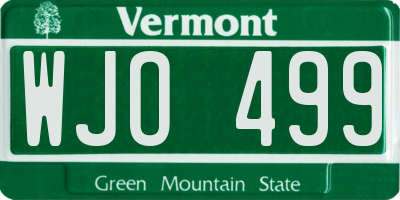 VT license plate WJO499