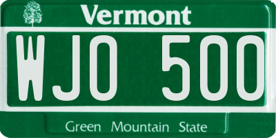 VT license plate WJO500
