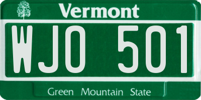 VT license plate WJO501