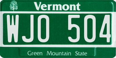 VT license plate WJO504