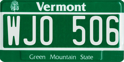 VT license plate WJO506