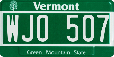 VT license plate WJO507