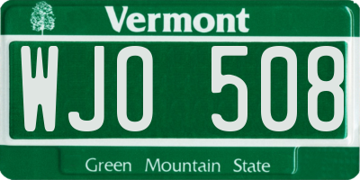 VT license plate WJO508