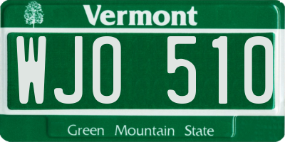 VT license plate WJO510