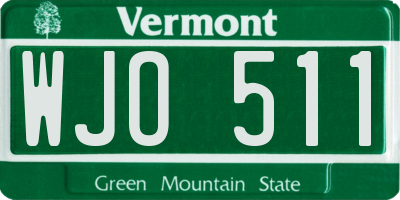 VT license plate WJO511