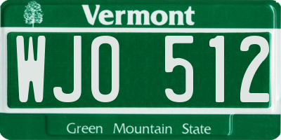 VT license plate WJO512