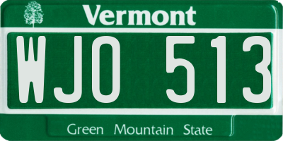 VT license plate WJO513